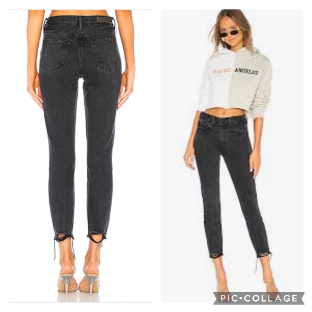 GRLFRND Karolina High-Rise Chewed Hem Jeans